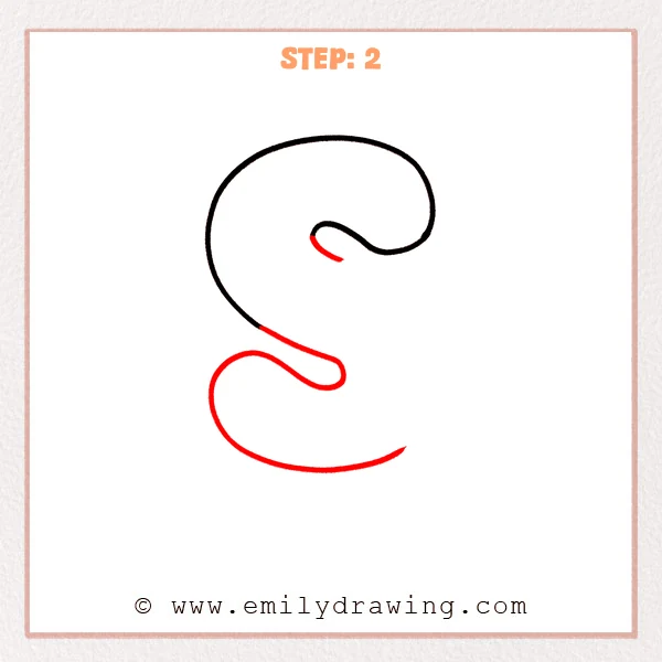 how to draw a bubble letter s - The bubble letter S guideline is extended with a slim middle bend and a large rounded bottom sweep, completing the full S-shaped flow.